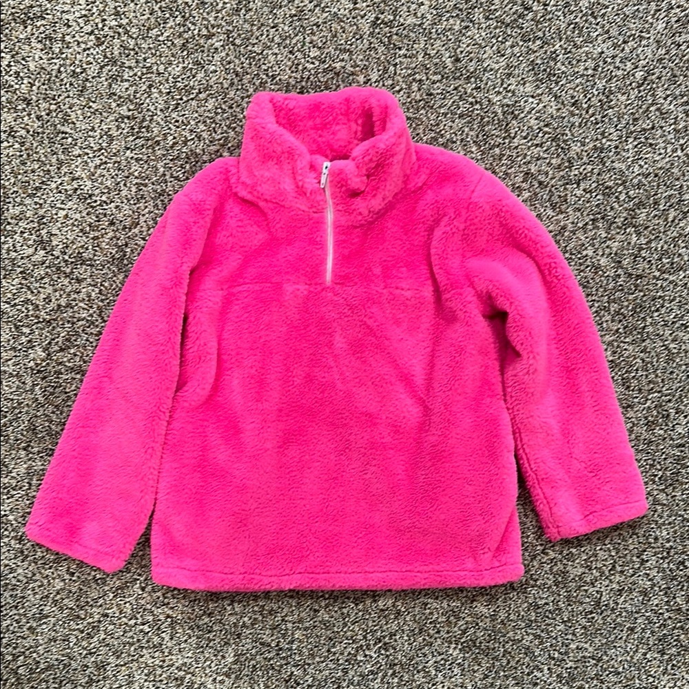 Vibrant Pink Cozy Fleece Quarter Zip Sweatshirt